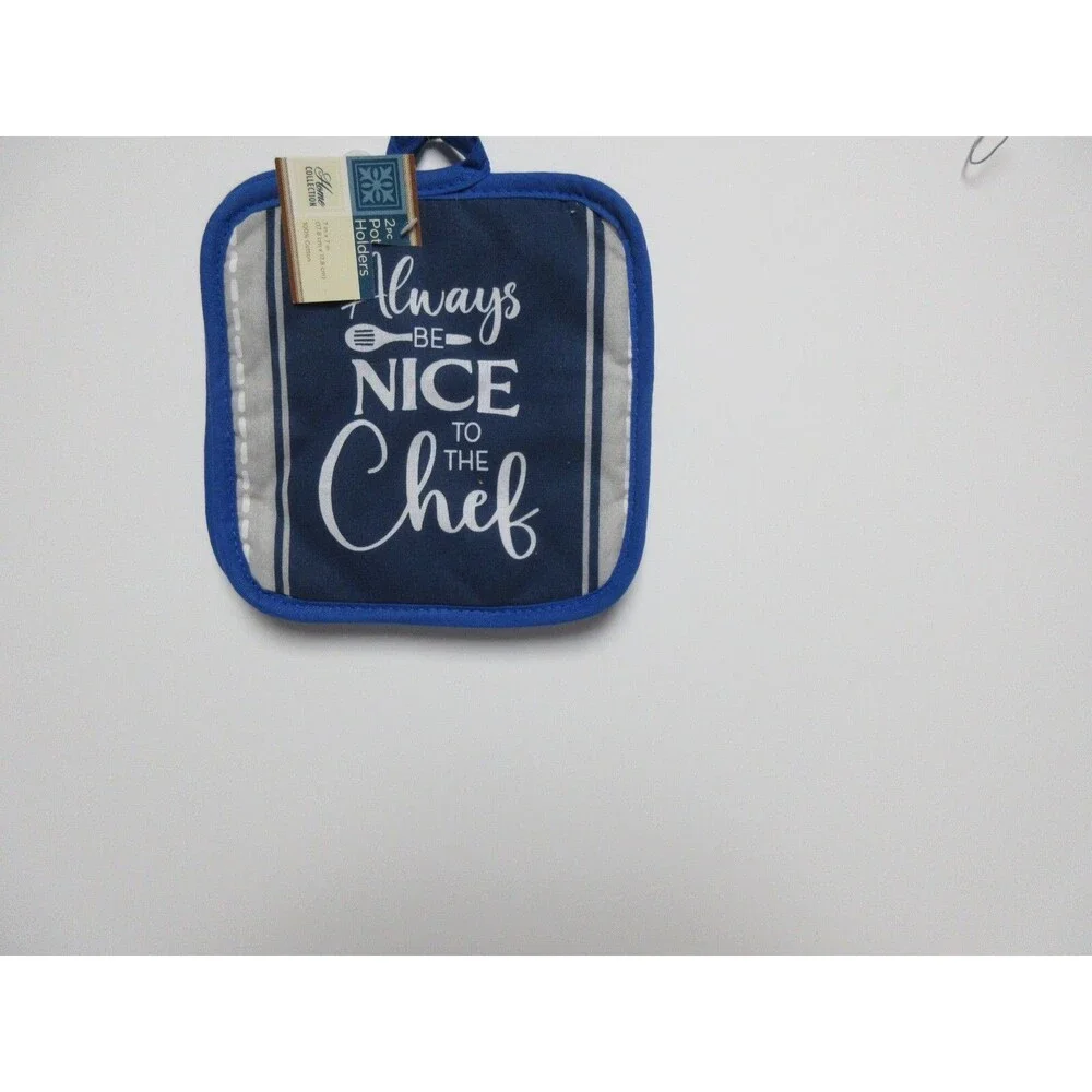4Pc Set 1 Kitchen Towel & 2 Potholders&Oven Mitt “ALWAYS BE NICE TO THE CHEF